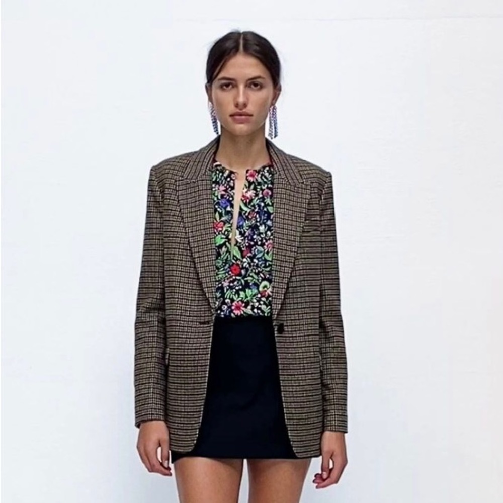 Zara Padded Shoulder Patchwork Blouse - image 1